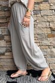Lina Linen Blend Barrel Pant Washed Mocha